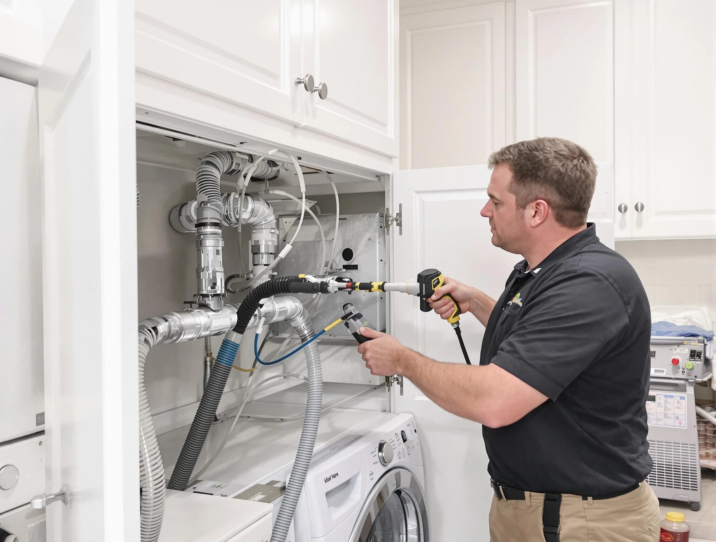 Economy Dryer Vent Cleaning professional removing severe blockage from a clogged dryer vent in Economy