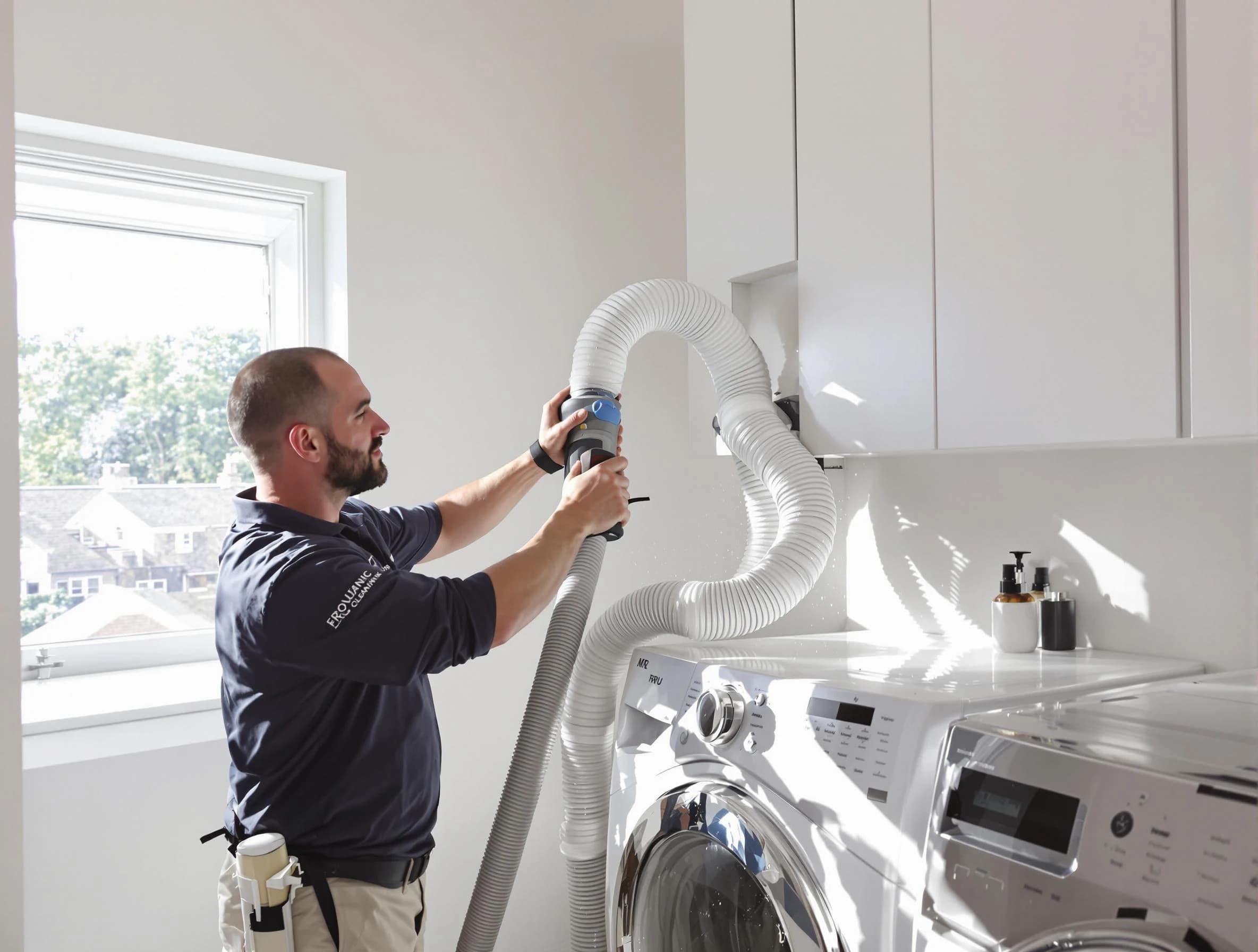 Certified Economy Dryer Vent Cleaning technician performing dryer vent cleaning in Economy