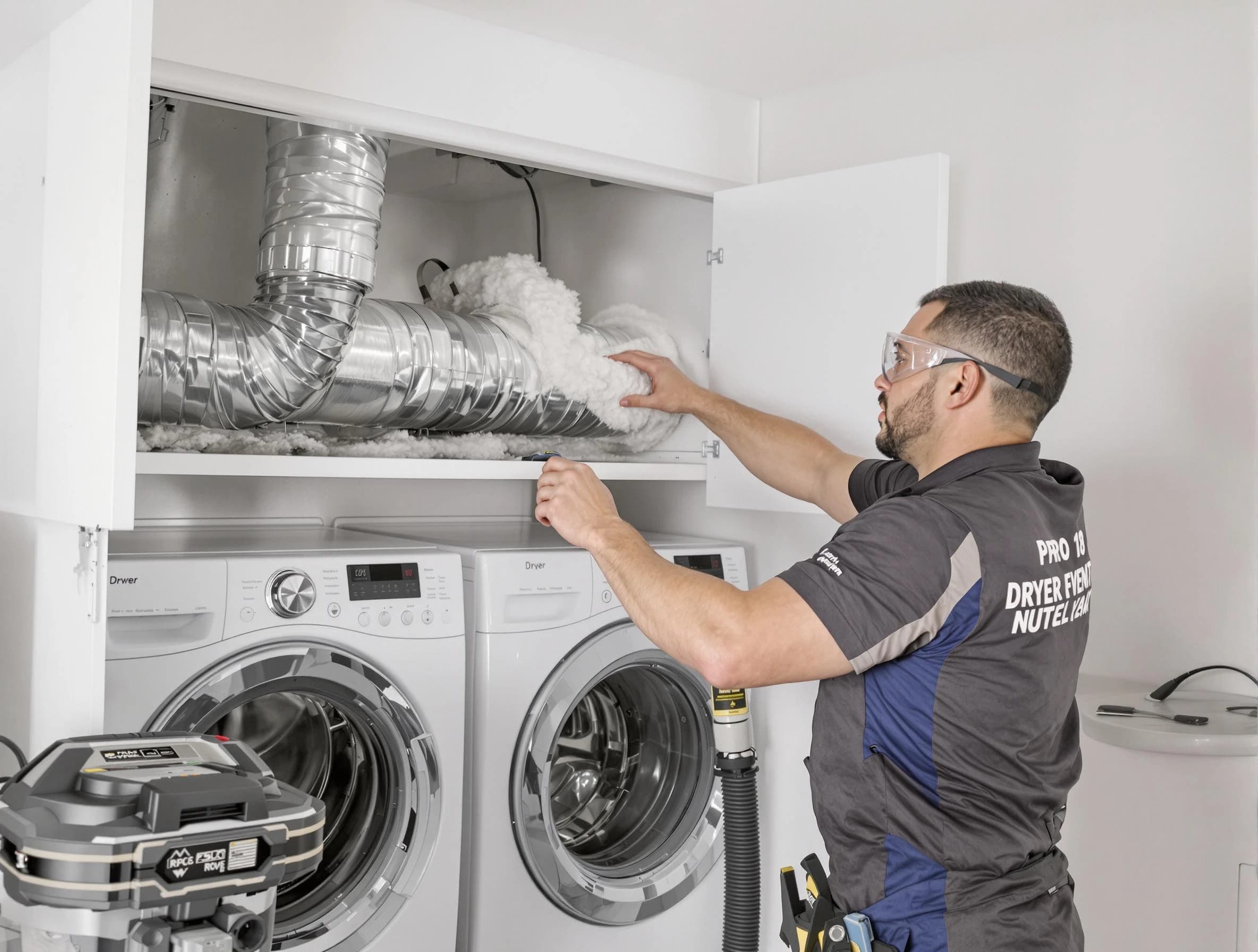 Economy Dryer Vent Cleaning certified technician performing specialized gas dryer vent cleaning in Economy