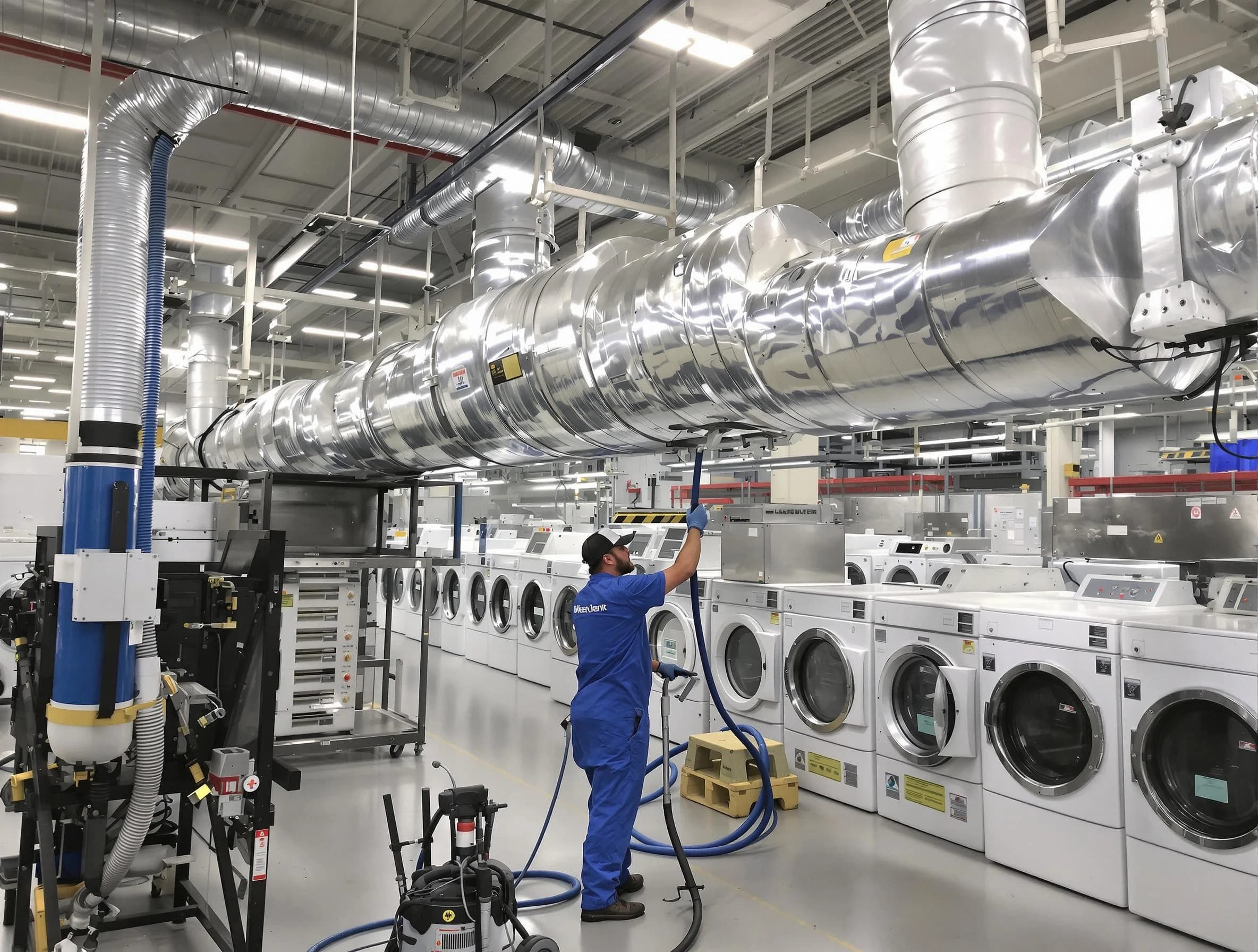 Economy Dryer Vent Cleaning team performing heavy-duty industrial dryer vent cleaning in Economy