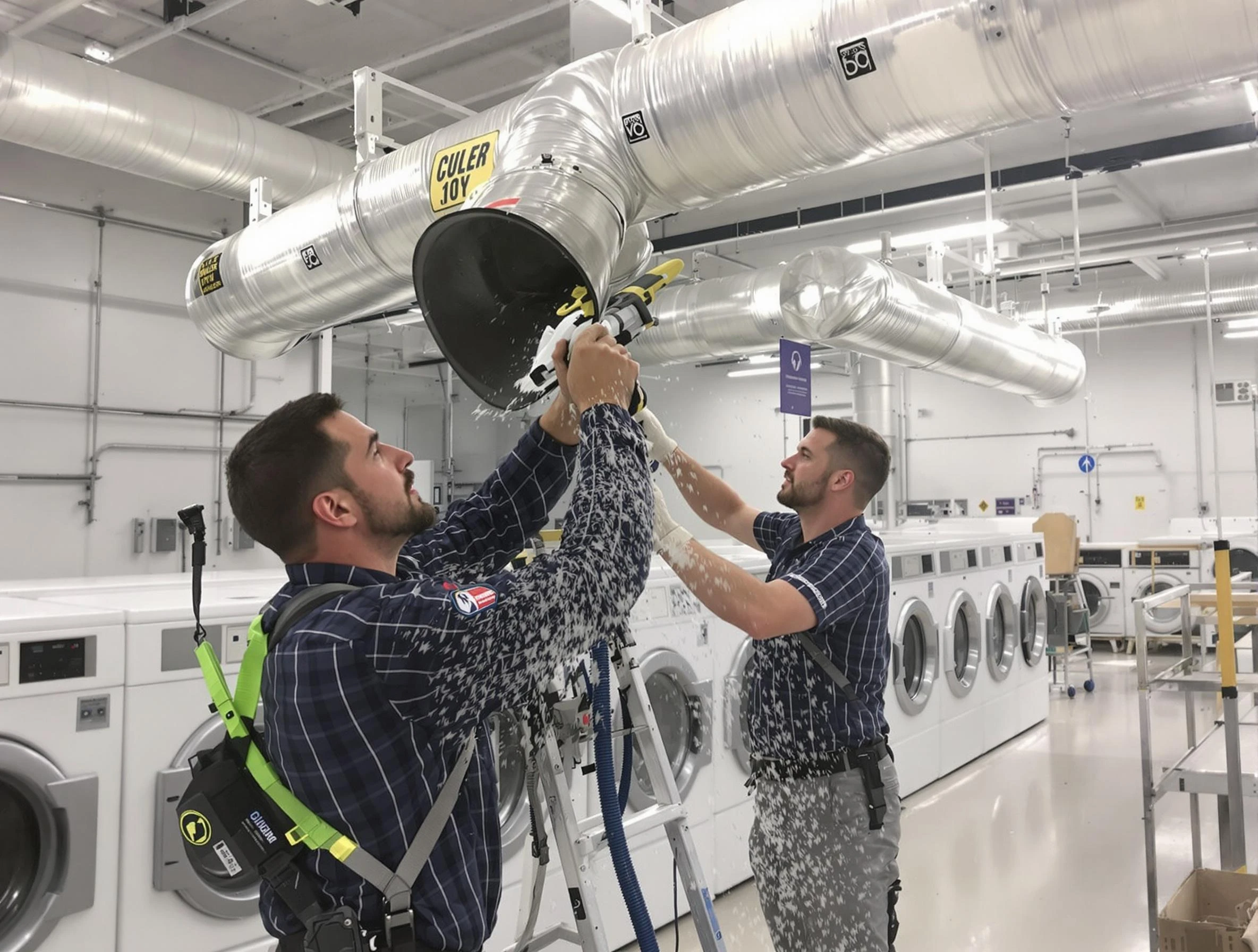 Economy Dryer Vent Cleaning team performing large-scale commercial dryer vent cleaning in Economy